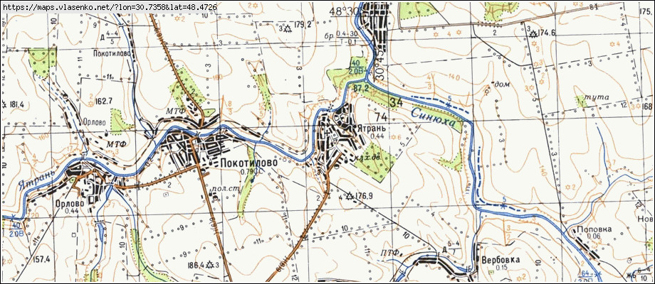 Карта ЯТРАНЬ, Кіровоградська область, Новоархангельський район