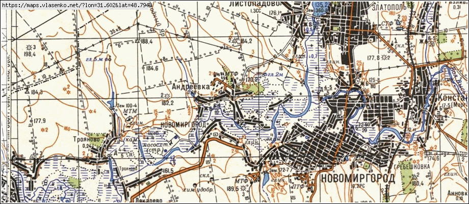 Карта АНДРІЇВКА, Кіровоградська область, Новомиргородський район