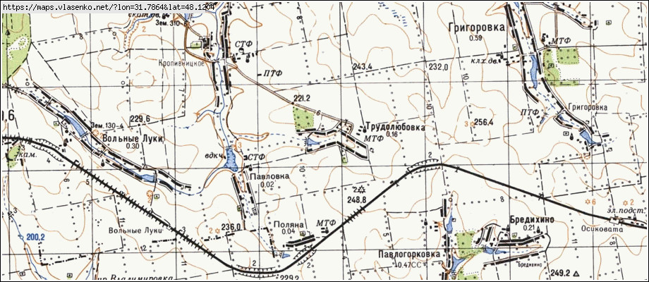 Карта ТРУДОЛЮБІВКА, Кіровоградська область, Новоукраїнський район