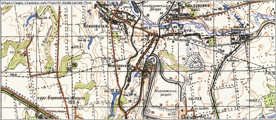 Карта МОРОЗІВКА, Кіровоградська область, Олександрійський район