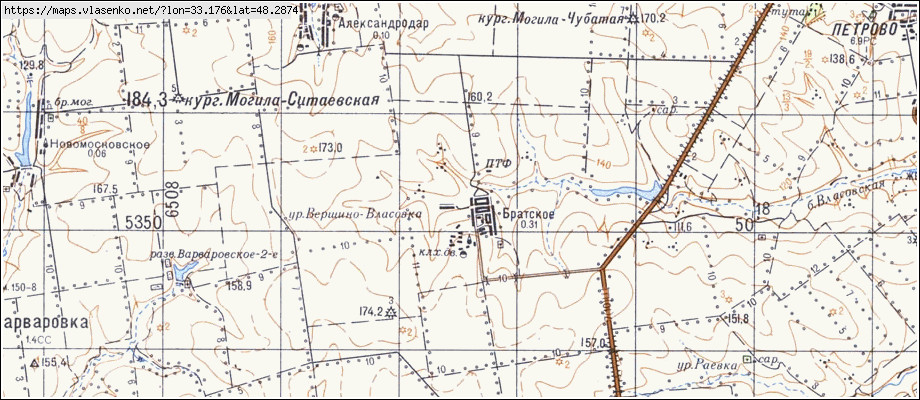 Карта БРАТСЬКЕ, Кіровоградська область, Петрівський район