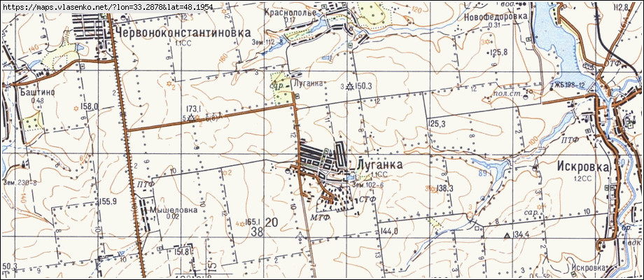 Карта ЛУГАНКА, Кіровоградська область, Петрівський район