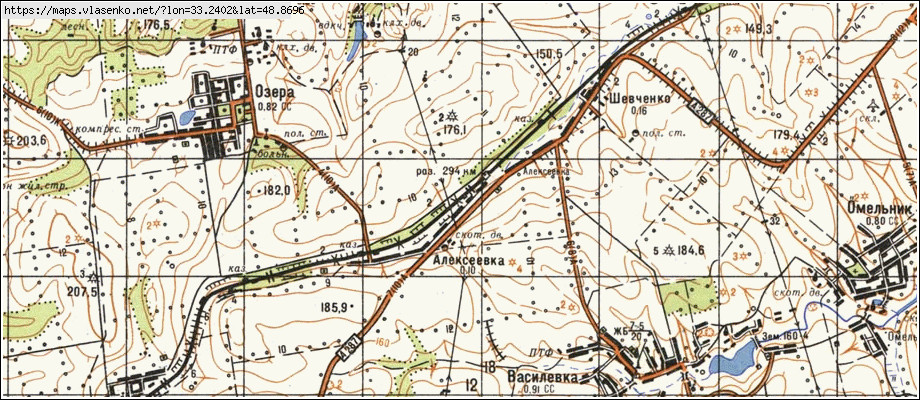 Карта ОЛЕКСІЇВКА, Кіровоградська область, Світловодський район