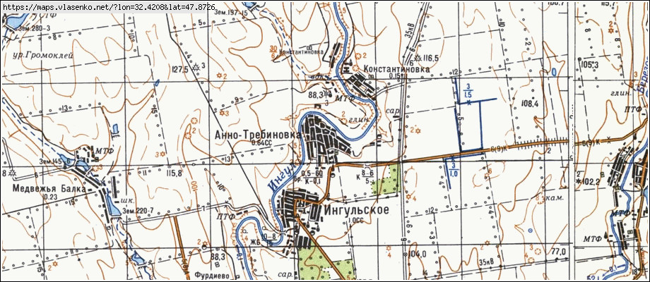 Карта ГАННО-ТРЕБИНІВКА, Кіровоградська область, Устинівський район