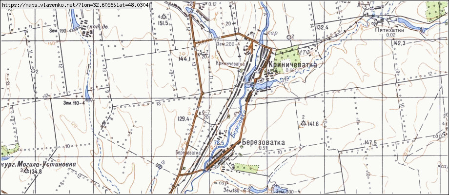 Карта КРИНИЧУВАТКА, Кіровоградська область, Устинівський район