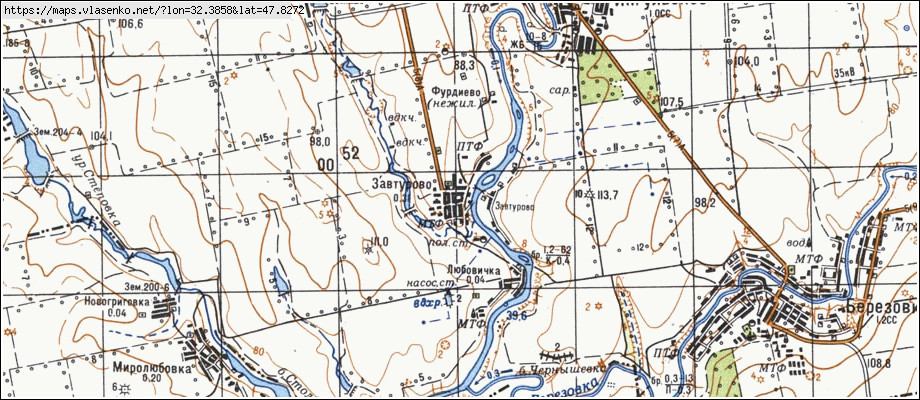 Карта ЗАВТУРОВЕ, Кіровоградська область, Устинівський район