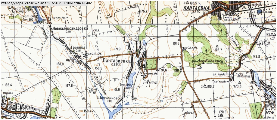 Карта ПАНТАЗІЇВКА, Кіровоградська область, Знам'янський район