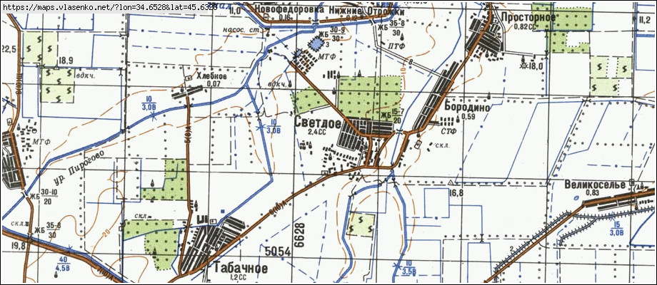 Карта СВІТЛЕ, Крим область, Джанкойський район