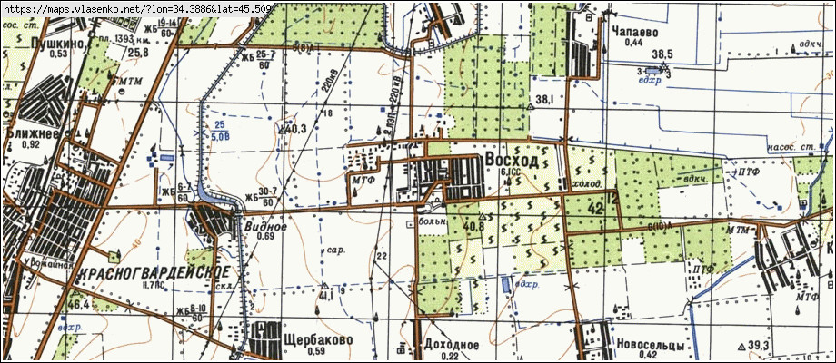 Карта ВОСХОД, Крим область, Красногвардійський район