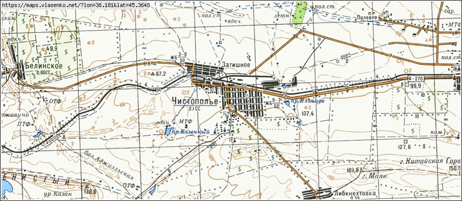 Карта ЧИСТОПІЛЛЯ, Крим область, Ленінський район