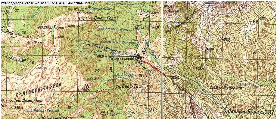 Карта ГЕНЕРАЛЬСЬКЕ, Крим область, м Алушта район