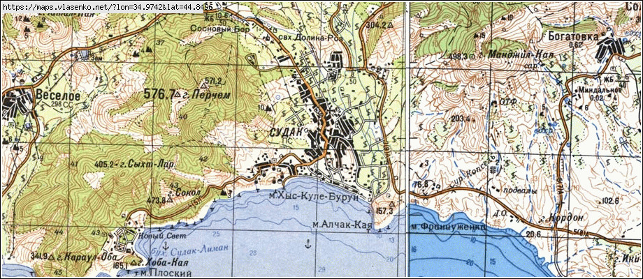 Карта СУДАК, Крим область, м Судак район