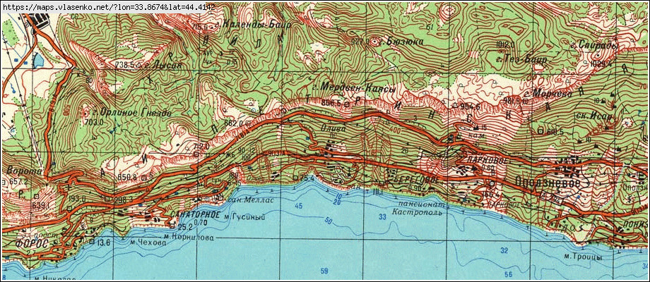 Ялта форос карта