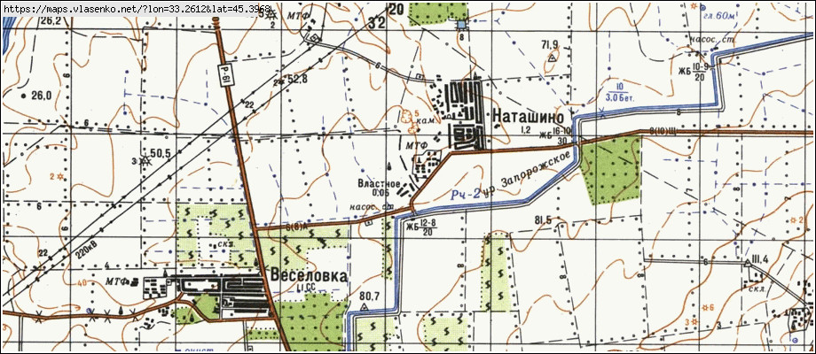 Карта ВЛАДНЕ, Крим область, Сакський район