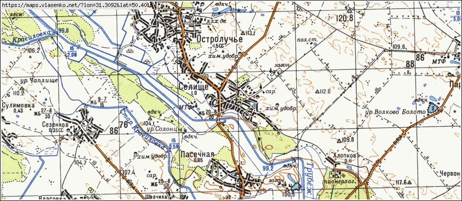 Карта СЕЛИЩЕ, Київська область, Баришівський район