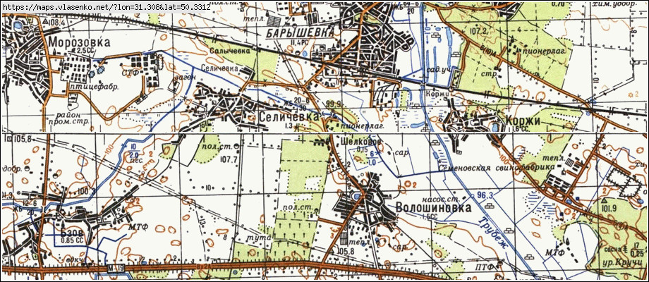 Карта ШОВКОВЕ, Київська область, Баришівський район