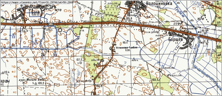 Карта УСТИНКОВА ГРЕБЛЯ, Київська область, Баришівський район