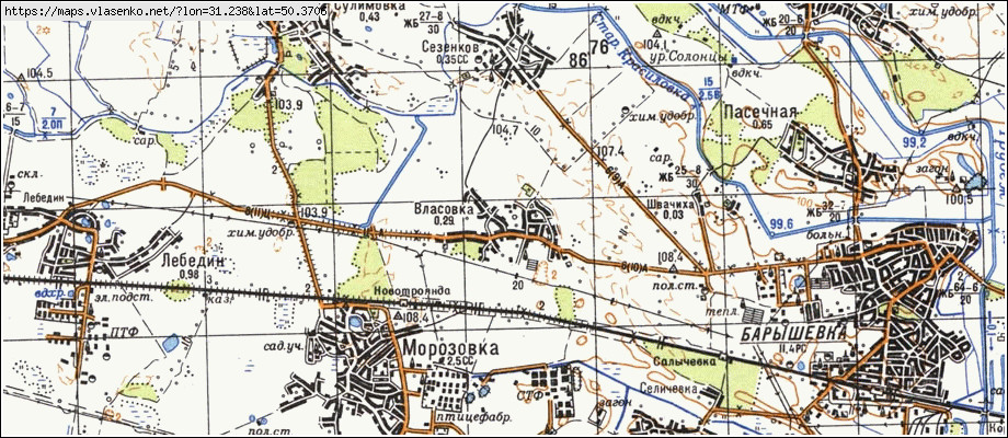 Карта ВЛАСІВКА, Київська область, Баришівський район