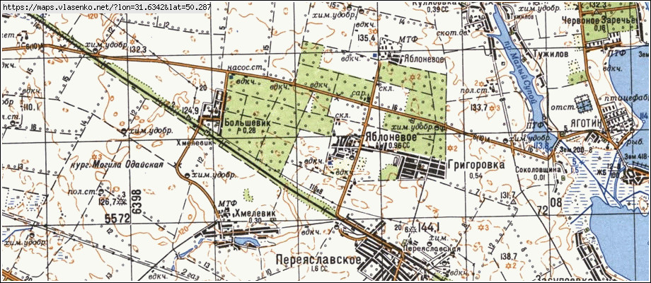 Карта ЯБЛУНЕВЕ, Київська область, Баришівський район