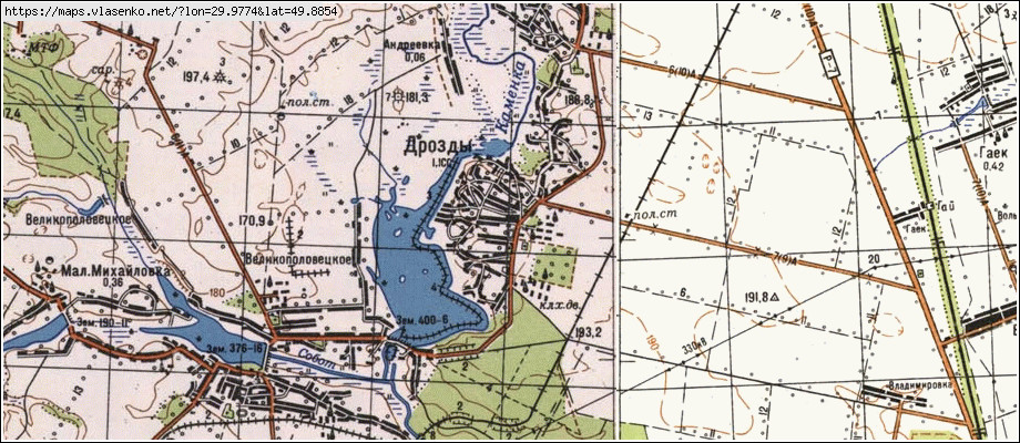 Карта ДРОЗДИ, Київська область, Білоцерківський район