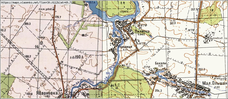 Карта ГОРОДИЩЕ, Київська область, Білоцерківський район