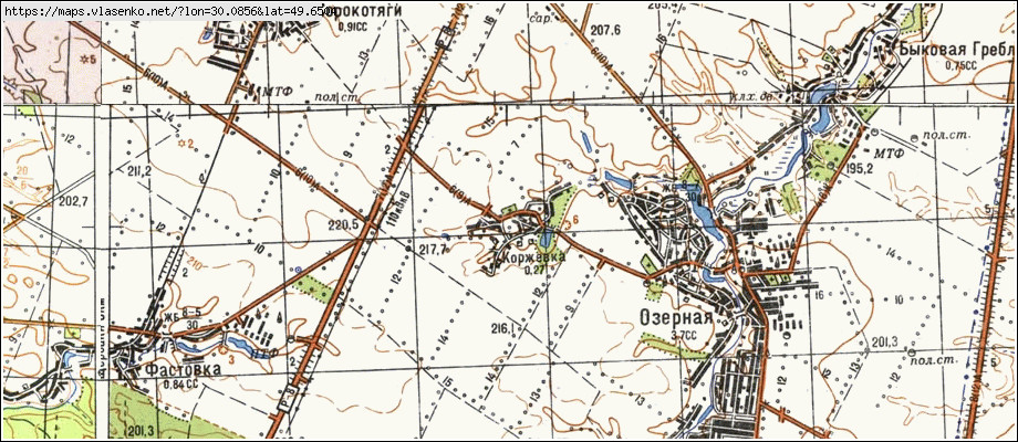 Карта КОРЖІВКА, Київська область, Білоцерківський район