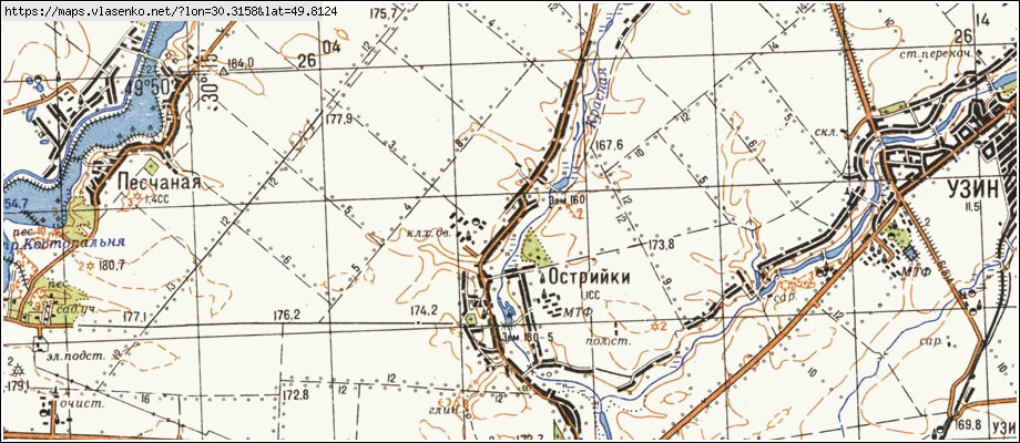 Карта ОСТРІЙКИ, Київська область, Білоцерківський район