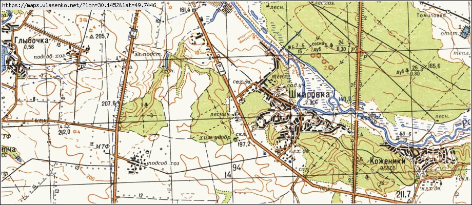 Карта ШКАРІВКА, Київська область, Білоцерківський район
