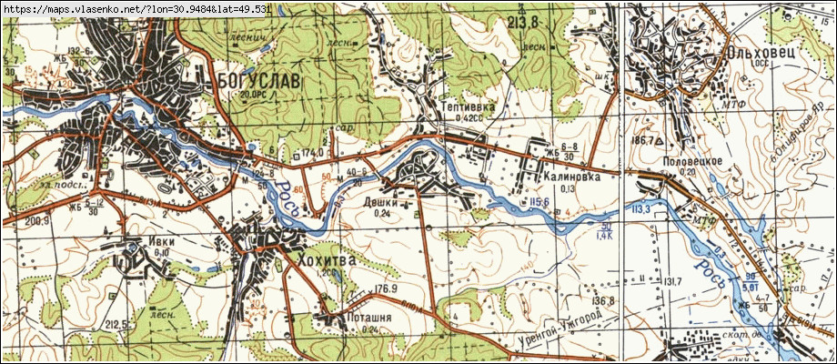 Карта ДЕШКИ, Київська область, Богуславський район