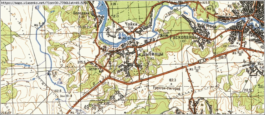 Карта ДИБИНЦІ, Київська область, Богуславський район