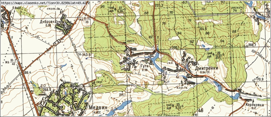 Карта ГУТА, Київська область, Богуславський район