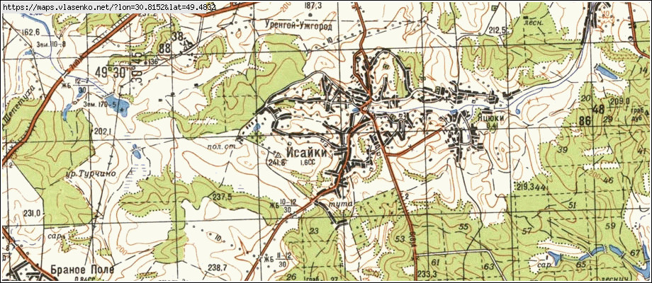 Карта ІСАЙКИ, Київська область, Богуславський район