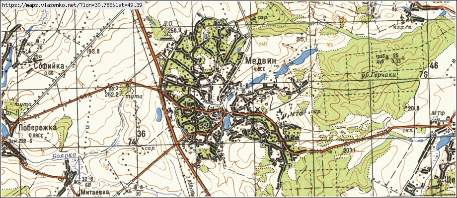 Карта МЕДВИН, Київська область, Богуславський район