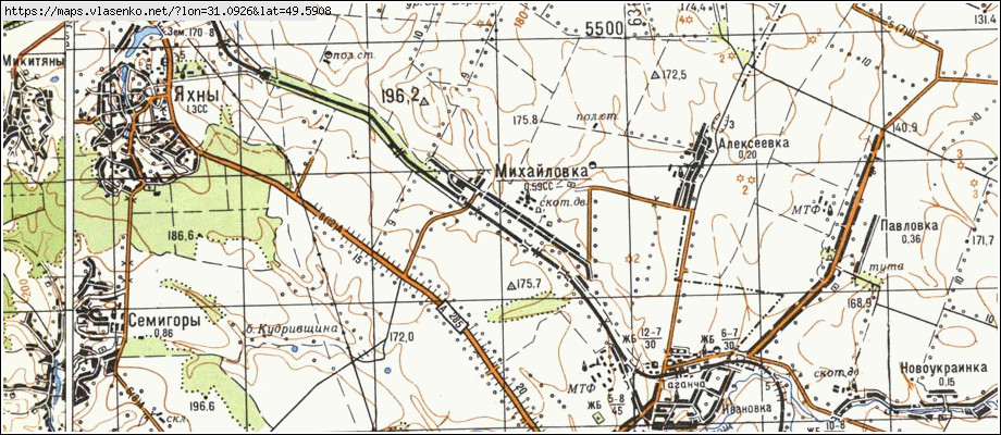 Карта МИХАЙЛІВКА, Київська область, Богуславський район