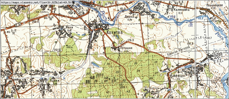 Карта ПОТАШНЯ, Київська область, Богуславський район