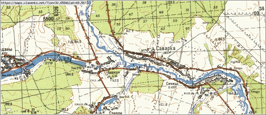 Карта САВАРКА, Київська область, Богуславський район