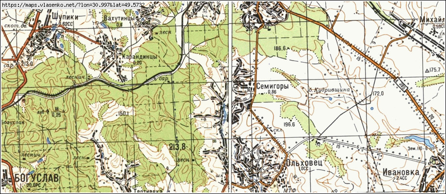 Карта СЕМИГОРИ, Київська область, Богуславський район