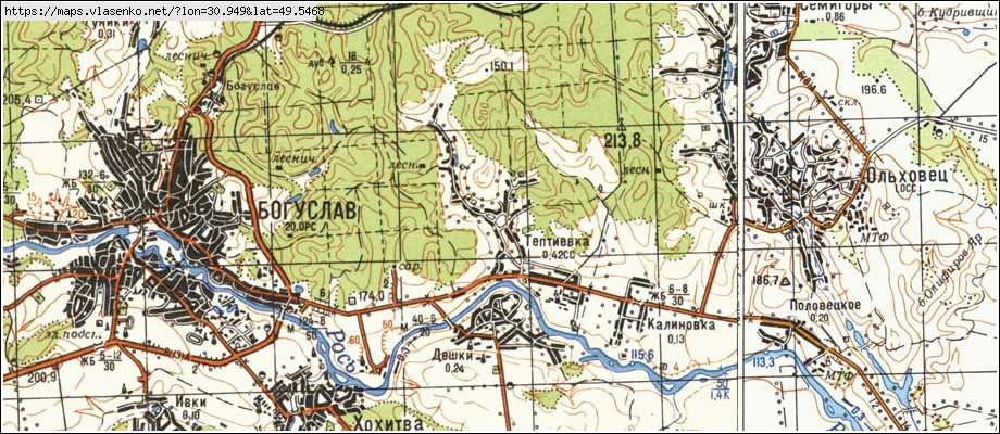 Карта ТЕПТІЇВКА, Київська область, Богуславський район