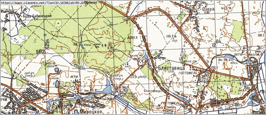 Карта БЛИСТАВИЦЯ, Київська область, Бородянський район