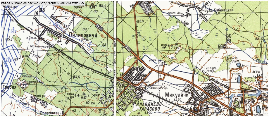 Карта КЛАВДІЄВО-ТАРАСОВЕ, Київська область, Бородянський район