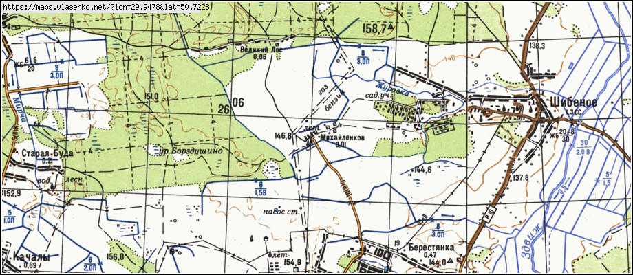 Карта МИХАЙЛЕНКІВ, Київська область, Бородянський район