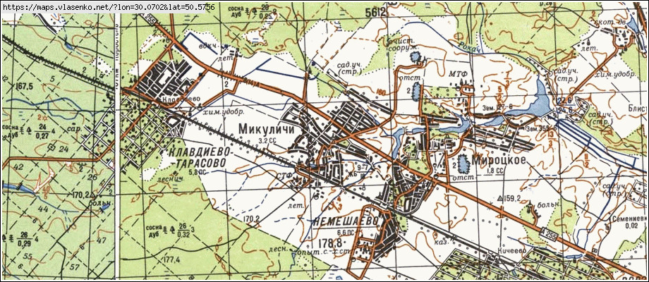 Карта МИКУЛИЧІ, Київська область, Бородянський район