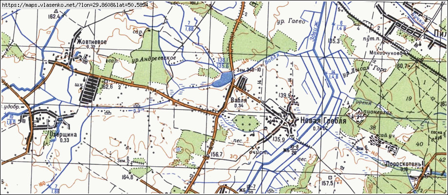 Карта ВАБЛЯ, Київська область, Бородянський район