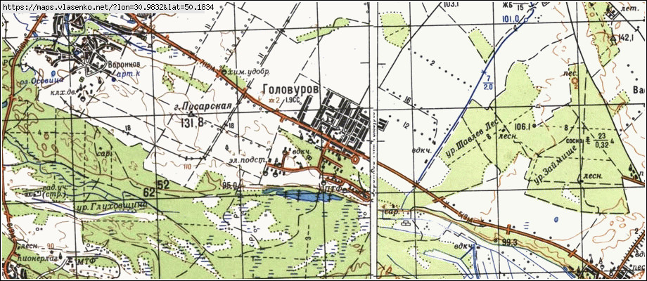 Карта ГОЛОВУРІВ, Київська область, Бориспільський район