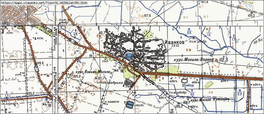 Карта ІВАНКІВ, Київська область, Бориспільський район