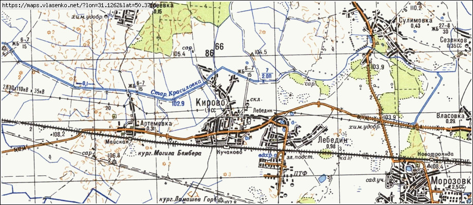 Карта КІРОВЕ, Київська область, Бориспільський район