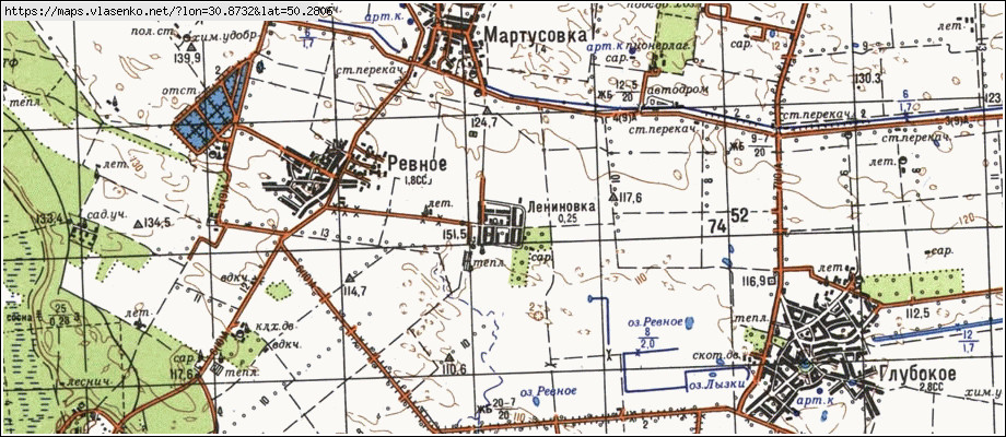 Карта ЛЕНІНІВКА, Київська область, Бориспільський район