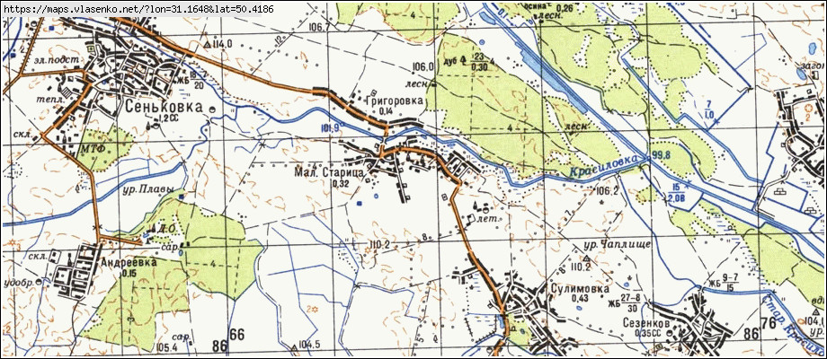 Карта МАЛА СТАРИЦЯ, Київська область, Бориспільський район