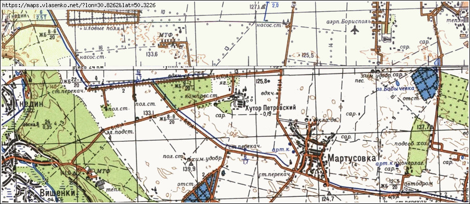 Карта ПЕТРОВСЬКЕ, Київська область, Бориспільський район