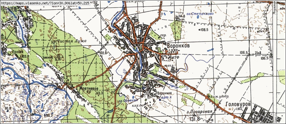 Карта ВОРОНЬКІВ, Київська область, Бориспільський район